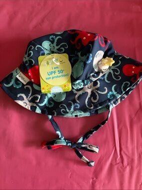 i play. Navy and Teal Octopus Print Baby Sun Hat